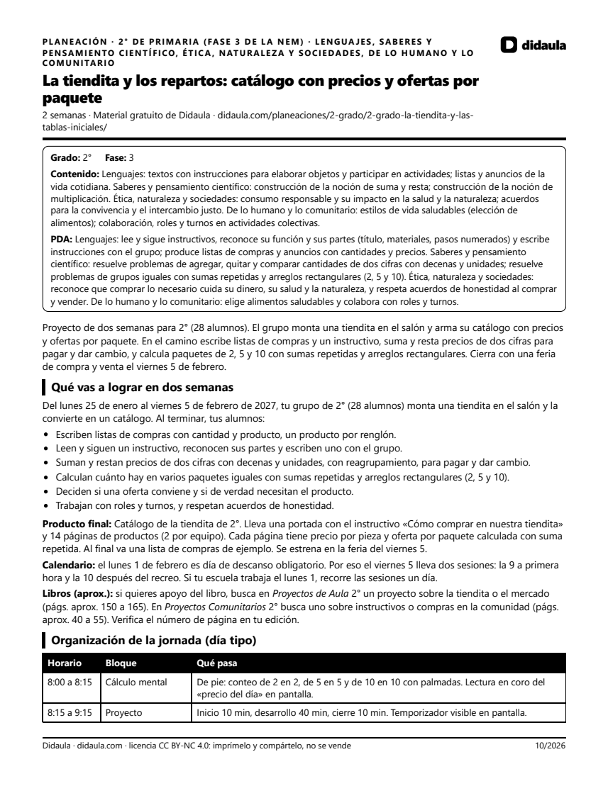 Página 1 de La tiendita y los repartos: catálogo con precios y ofertas por paquete
