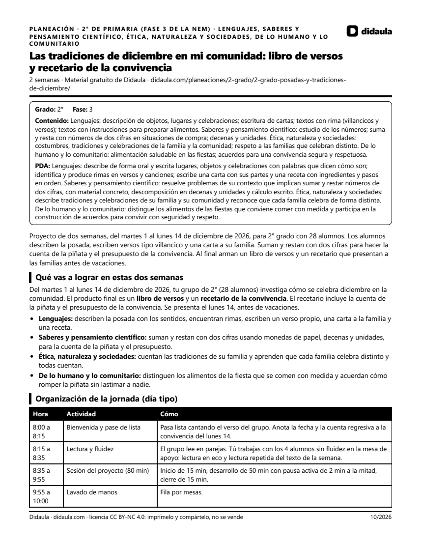 Página 1 de Las tradiciones de diciembre en mi comunidad: libro de versos y recetario de la convivencia