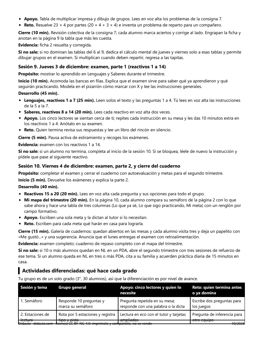 Página 6 de Repaso y examen del primer trimestre en 3°: cuaderno de repaso por estaciones y juegos
