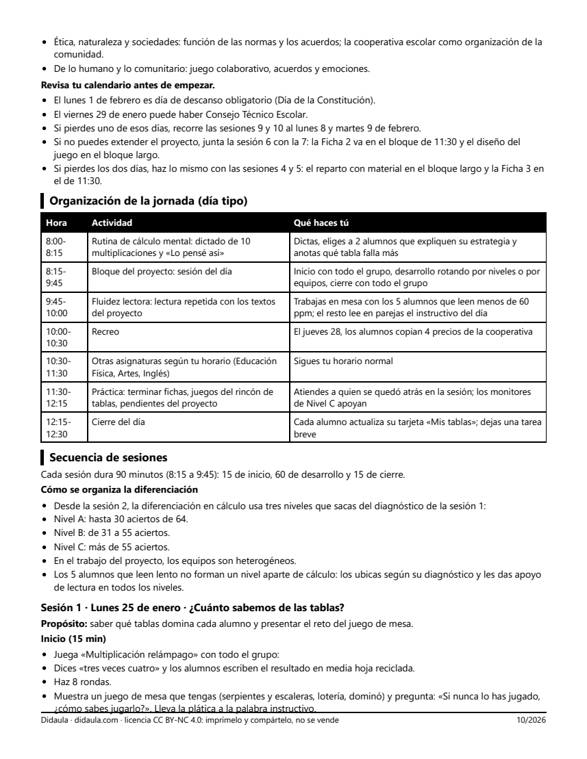 Página 2 de El juego de mesa de las tablas: multiplicar, repartir y escribir el instructivo