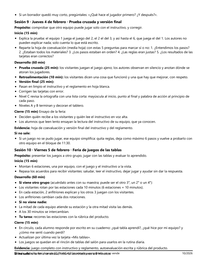 Página 8 de El juego de mesa de las tablas: multiplicar, repartir y escribir el instructivo