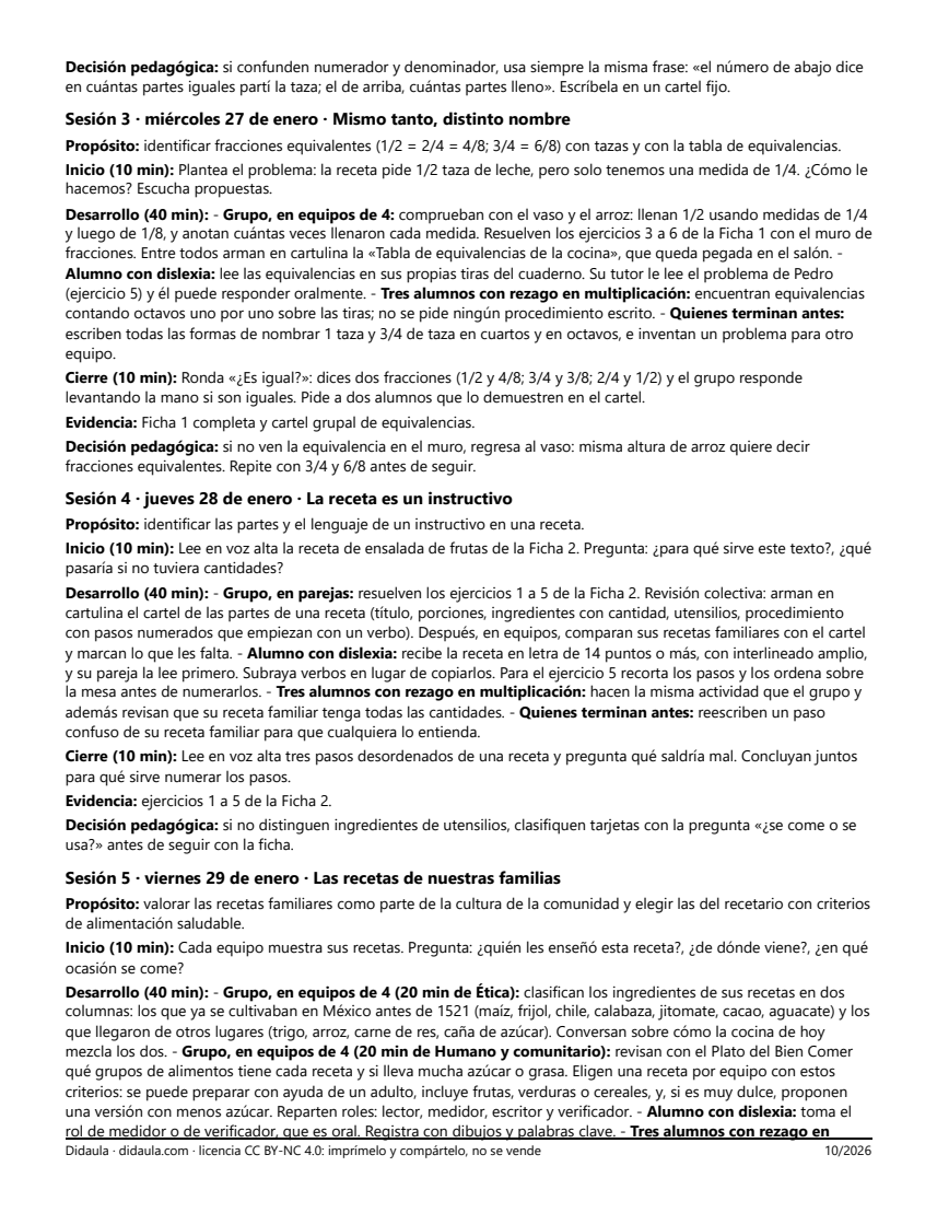 Página 3 de Fracciones en la cocina: el recetario del grupo