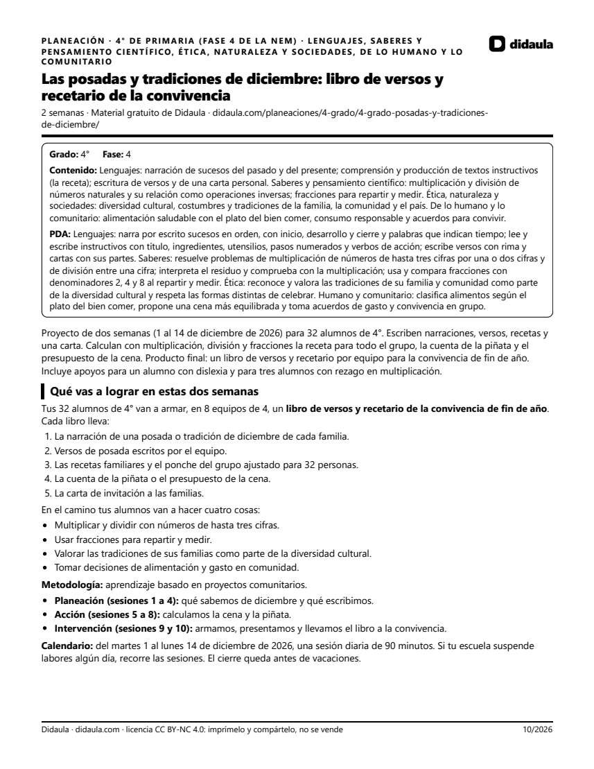 Página 1 de Las posadas y tradiciones de diciembre: libro de versos y recetario de la convivencia