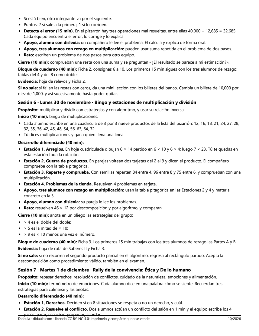 Página 5 de Repaso y evaluación del primer trimestre en 4°: estaciones, juegos y examen trimestral