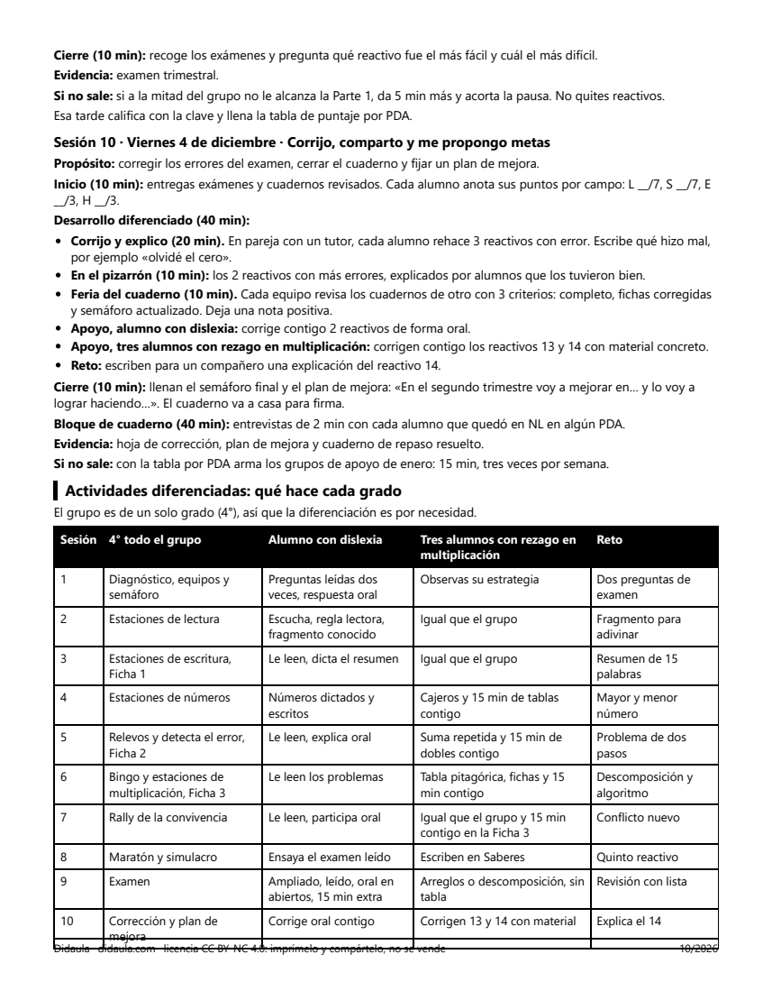 Página 7 de Repaso y evaluación del primer trimestre en 4°: estaciones, juegos y examen trimestral