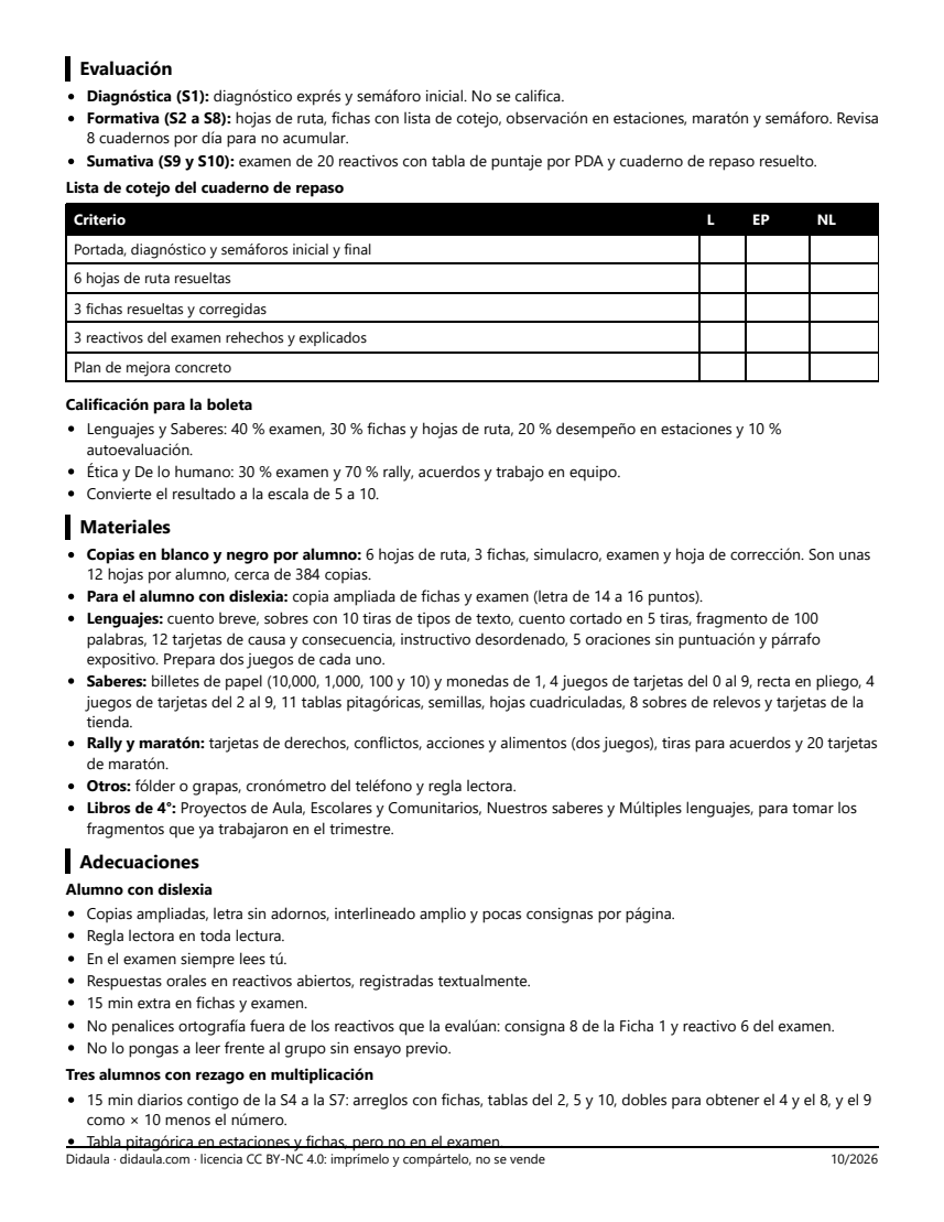 Página 8 de Repaso y evaluación del primer trimestre en 4°: estaciones, juegos y examen trimestral