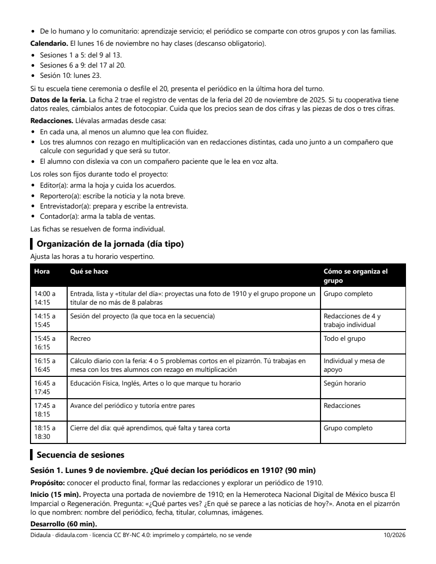 Página 2 de El periódico de la Revolución: noticias de 1910, entrevistas y las cuentas de la feria (4°)