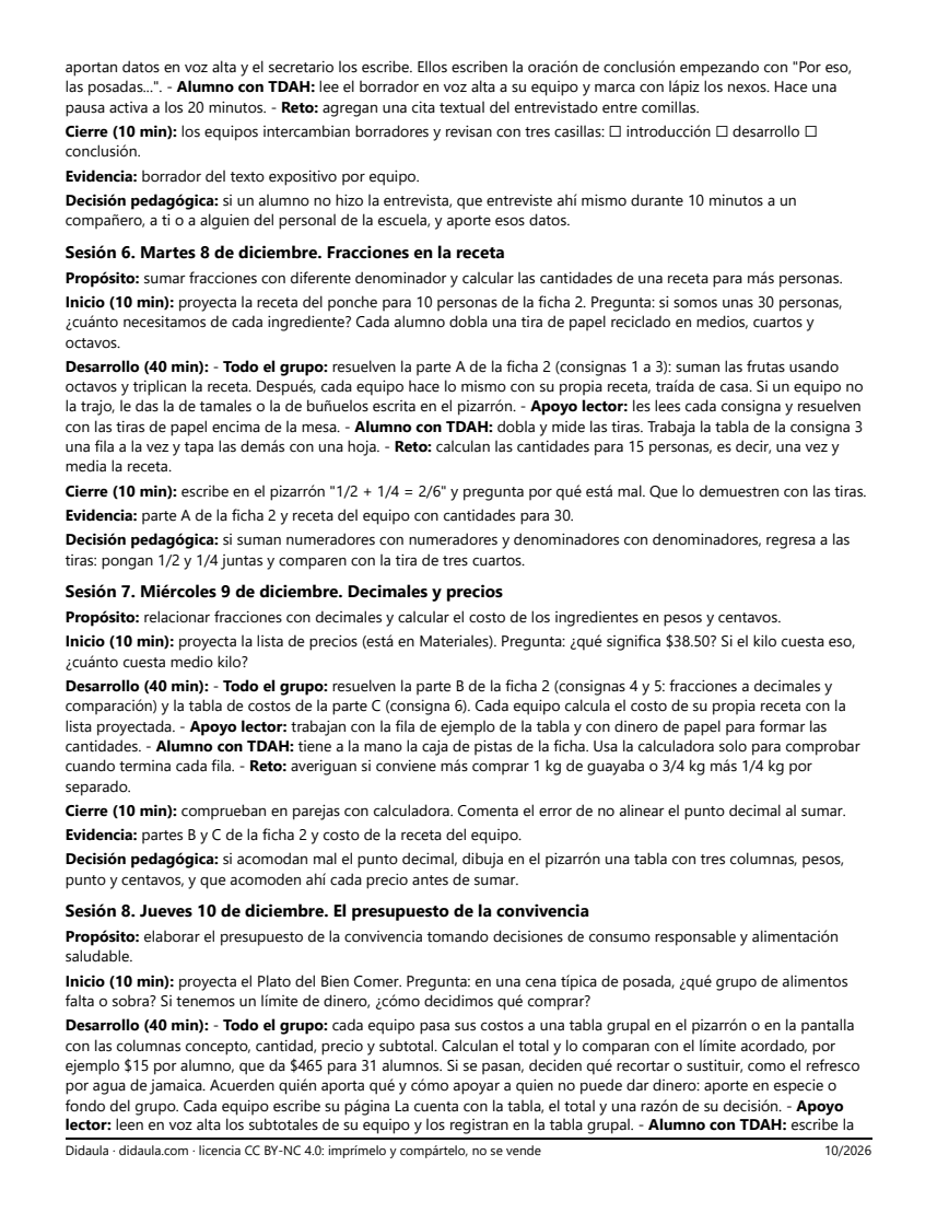 Página 4 de Nuestra posada: versos, recetas y cuentas claras (5° grado)