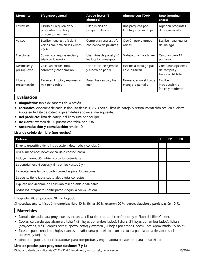 Página 6 de Nuestra posada: versos, recetas y cuentas claras (5° grado)