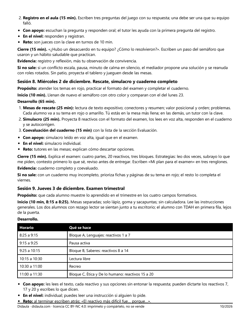 Página 5 de Repaso y evaluación del primer trimestre en 5°: estaciones, juegos, cuaderno de repaso y examen por campo formativo