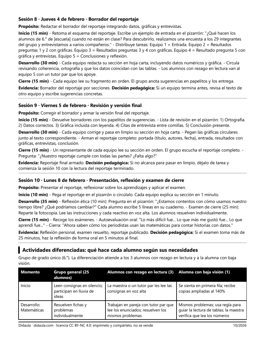 Página 4 de Nuestro tiempo libre en números y palabras