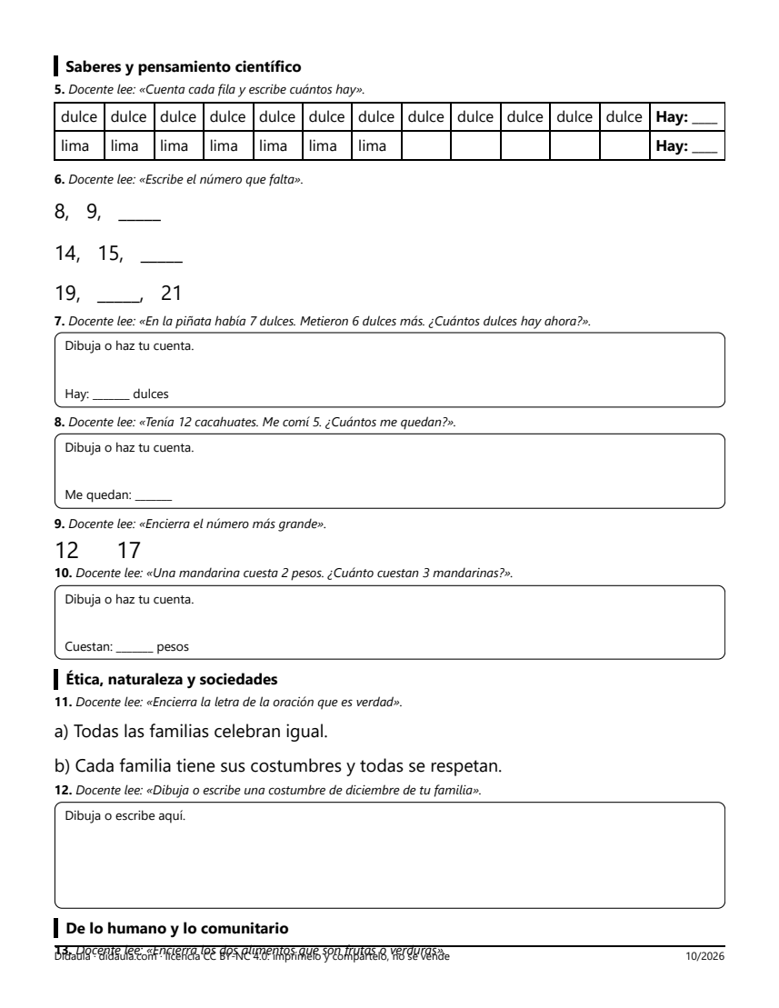 Página 3 de Examen de cierre: las tradiciones de diciembre en mi familia