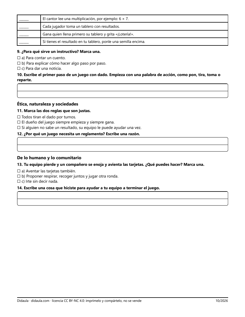 Página 2 de Examen de cierre: tablas, repartos e instructivos