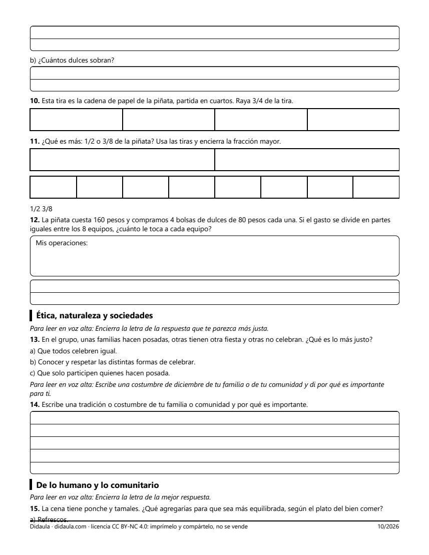Página 3 de Examen de cierre: Las posadas y tradiciones de diciembre
