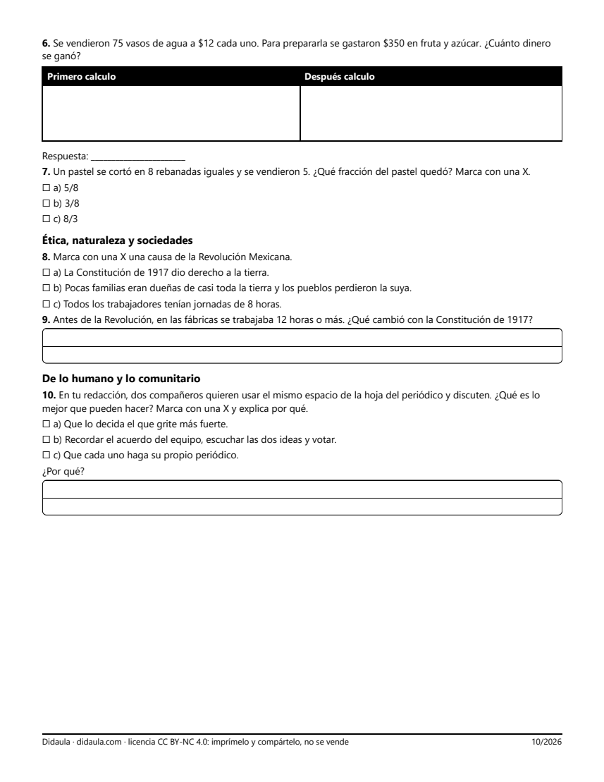 Página 2 de Examen de cierre: el periódico de la Revolución (4°)