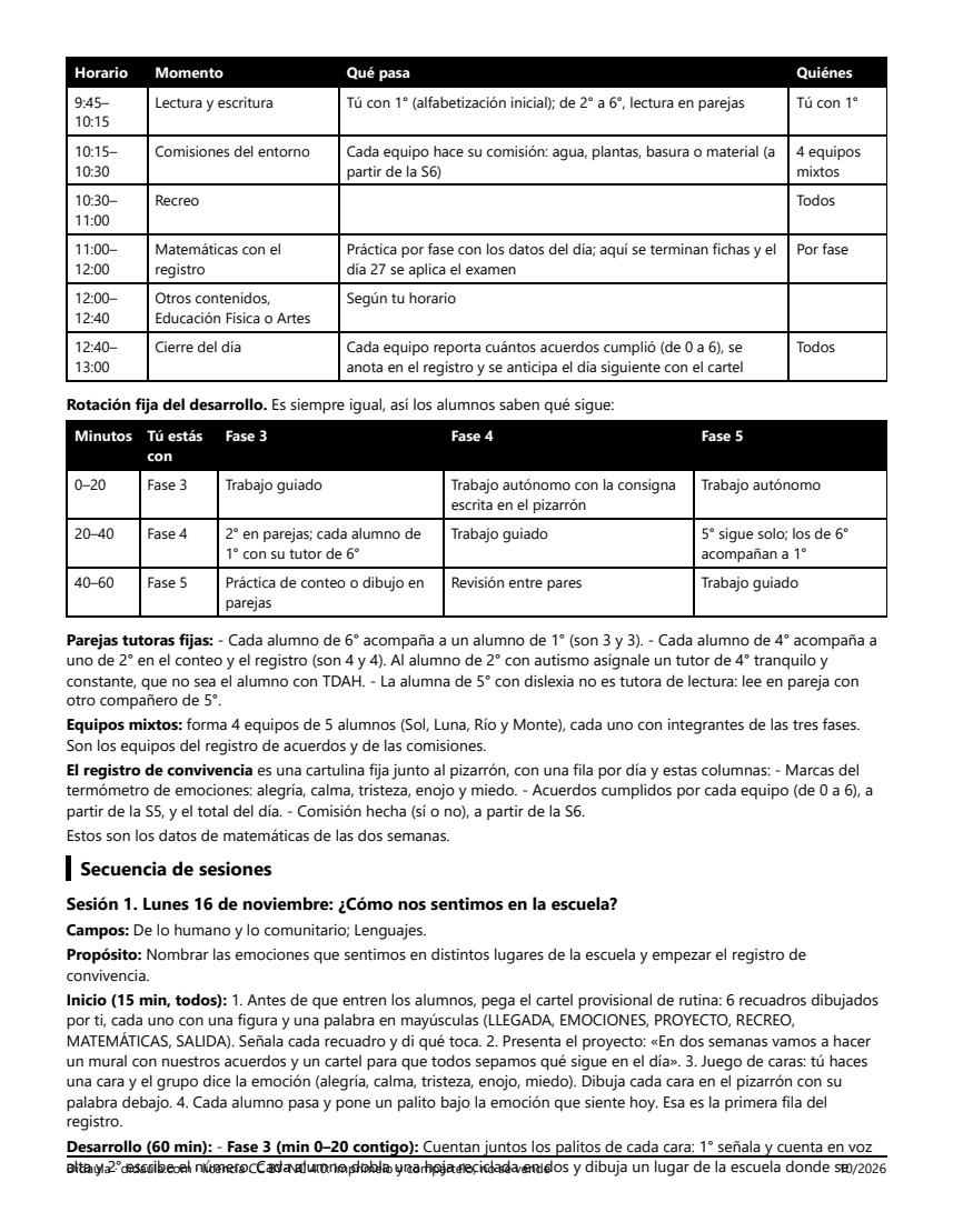 Página 2 de Convivir y cuidarnos en la escuela: acuerdos, emociones y entorno (multigrado de 1° a 6°)