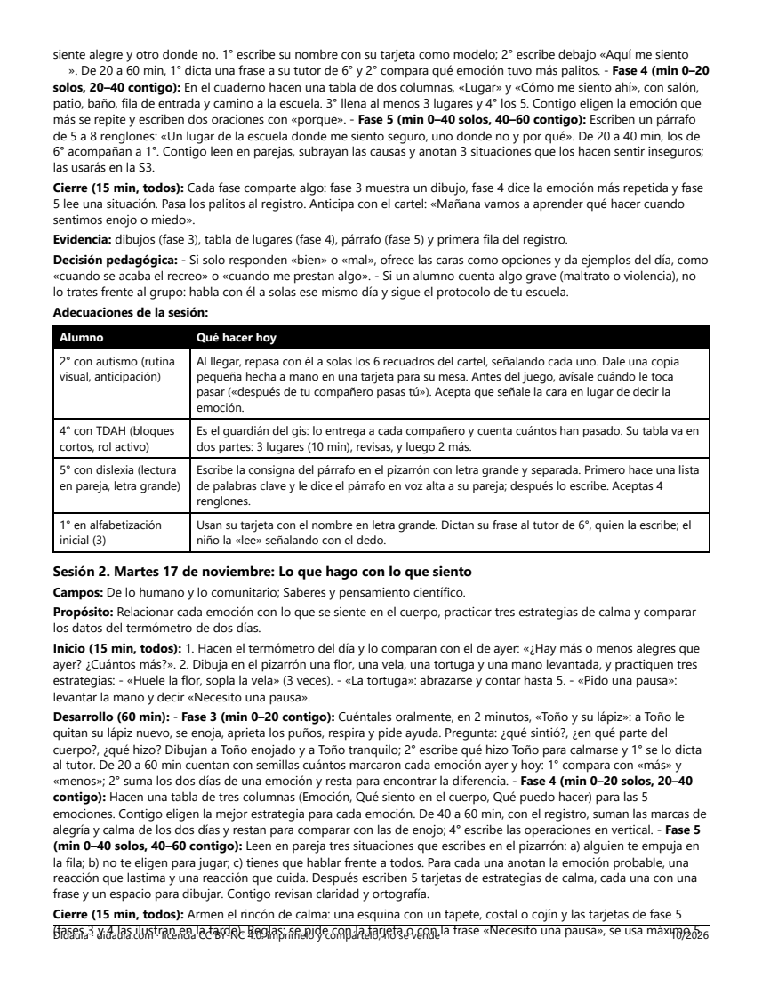 Página 3 de Convivir y cuidarnos en la escuela: acuerdos, emociones y entorno (multigrado de 1° a 6°)