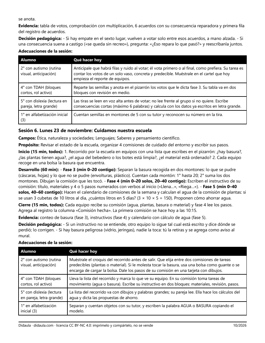 Página 6 de Convivir y cuidarnos en la escuela: acuerdos, emociones y entorno (multigrado de 1° a 6°)
