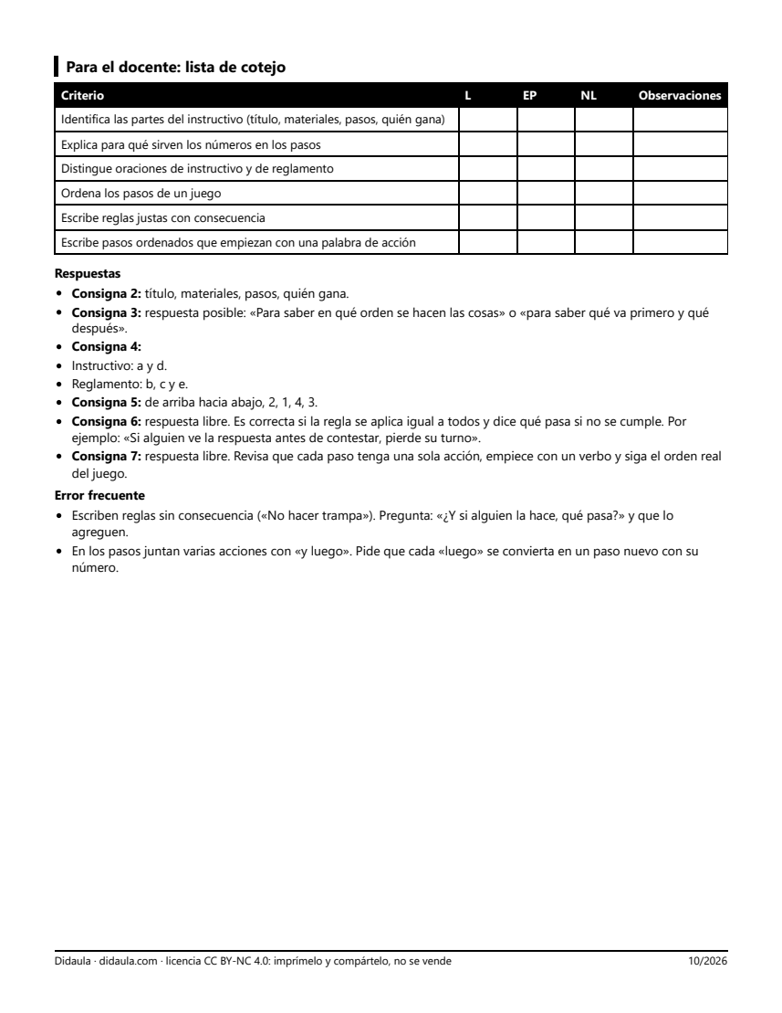 Página 3 de Instructivo y reglamento de un juego