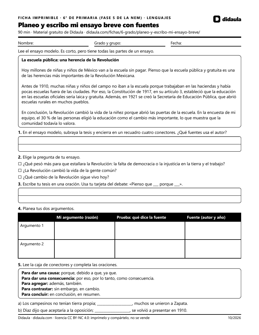 Página 1 de Planeo y escribo mi ensayo breve con fuentes