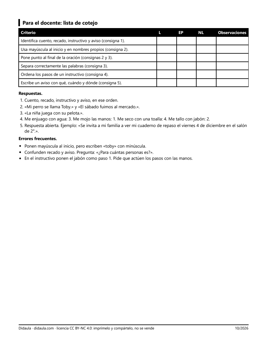 Página 2 de Repaso de escritura y tipos de texto